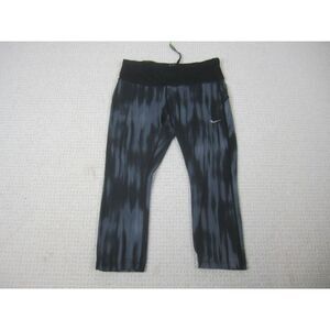 Nike Pants Womens Small Tall Gray & Black‎ Running Runner Work Out Gym Capri